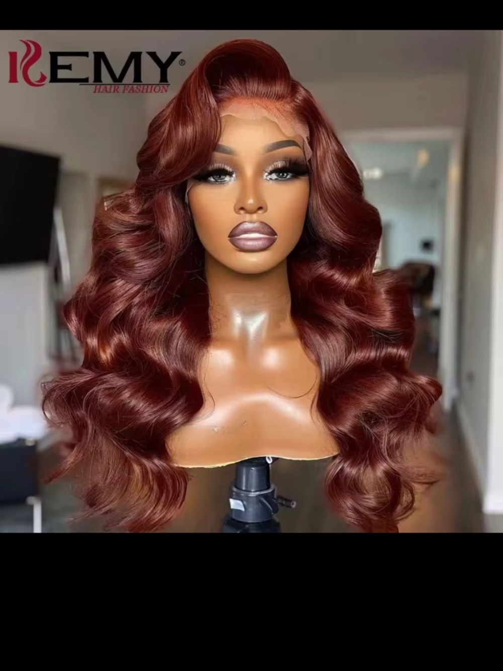 Hair Fashion Wavy Lace Front Wig - Rich Burgundy Red